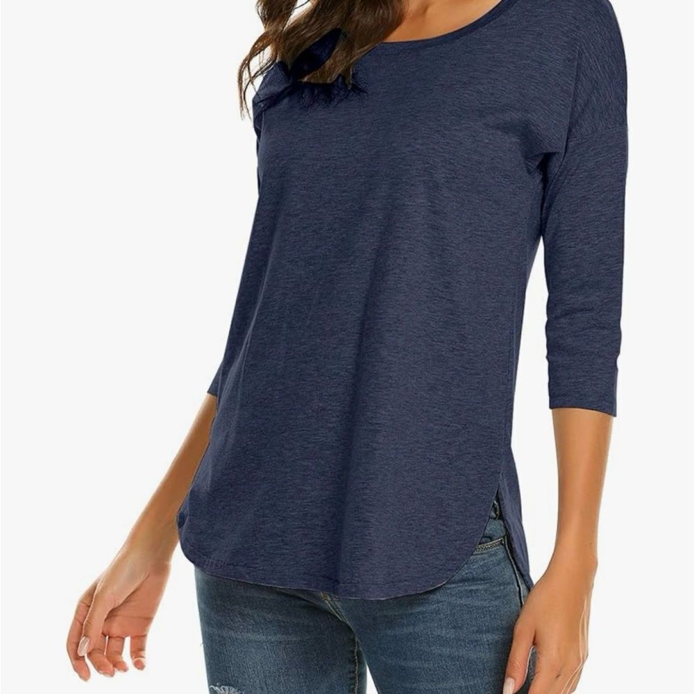 🔵 Sherosa Blue 3/4 Sleeve Tunic Tee. Size small
